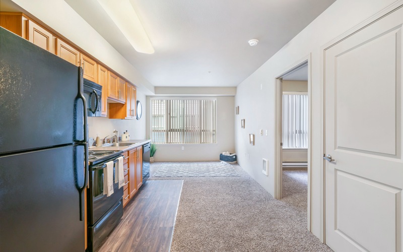 Well-lit kitchen with ample counter space